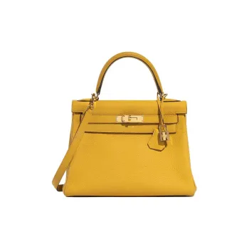 HERMES Togo Calfskin Kelly Bag Handbags Regular Women's 9D Amber Yellow