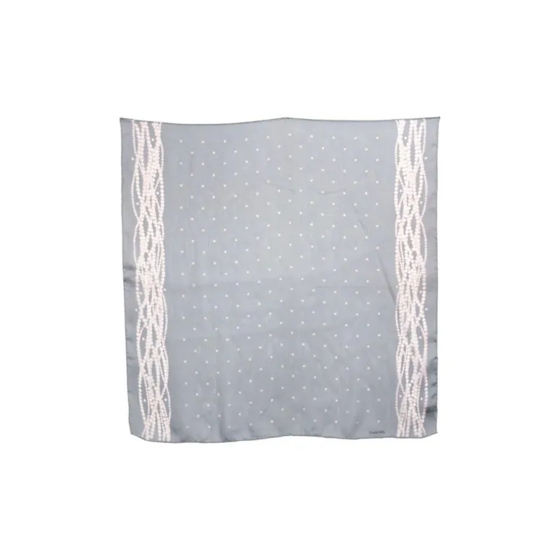 CHANEL 2000s Pearl print Silk Scarf-1