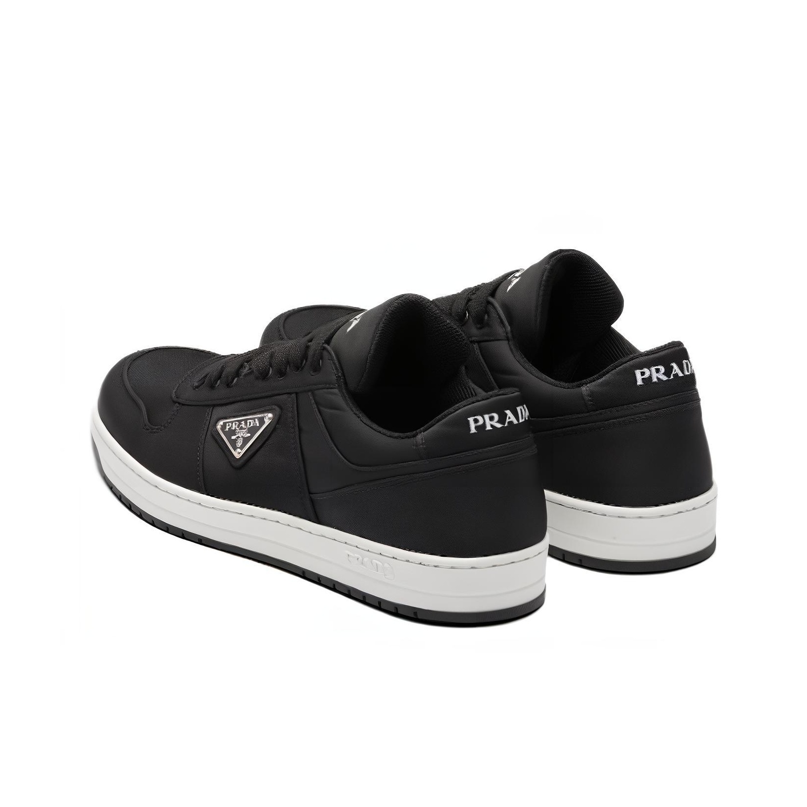 PRADA Re-Nylon Gabardine Low Top Sneakers Black Black White