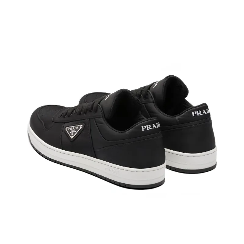 PRADA Re Nylon Gabardine Low Top Sneakers Black Black White-3