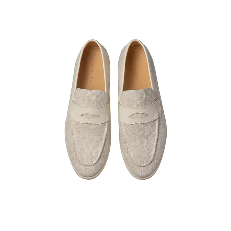 THOM WILLS British Fashion Slip on Slip on Loafers Men's Oat-2