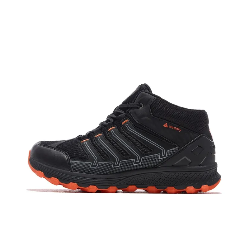 HOT POTATO Cushioned Anti Slip Wear Resistant Breathable Lightweight Mid Top Hiking Shoes Unisex Black Orange-0
