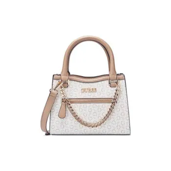 GUESS Coated Canvas Handbag Shoulder Bag Crossbody Bag Small Size Women's Brown & White