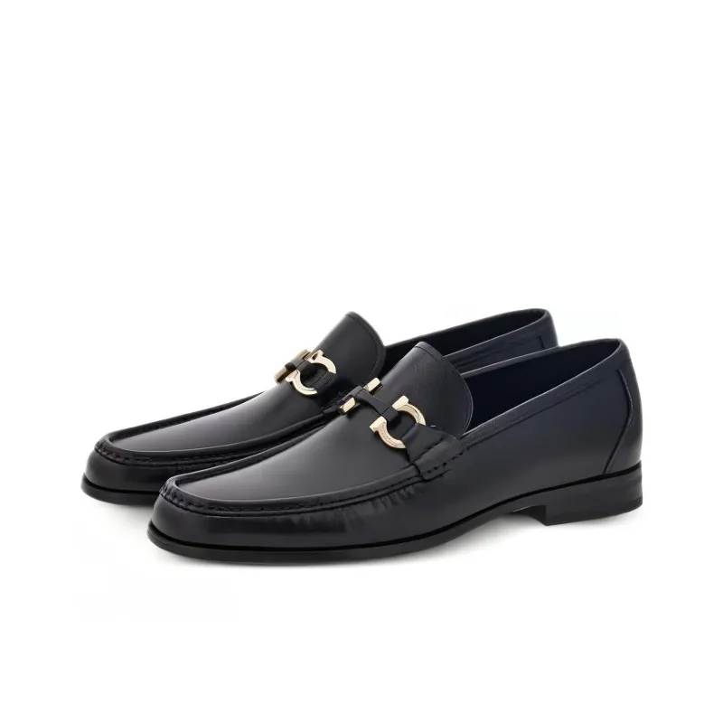 FERRAGAMO Gancini-plaque Leather Loafers-2