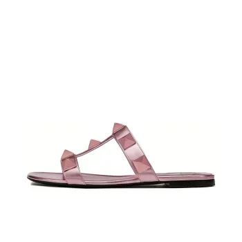 Valentino ROMAN STUD Slide Slippers Women's Pink