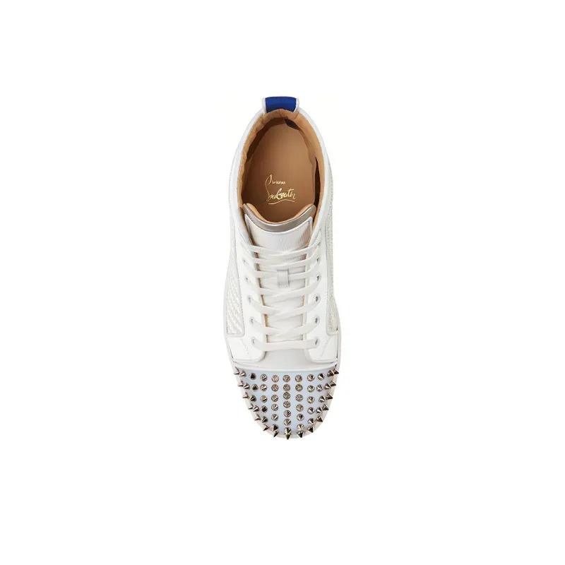 CL LUBOTING Lou Spikes Orlato Stylish Skateboarding Shoes Men's White Silver Blue-4