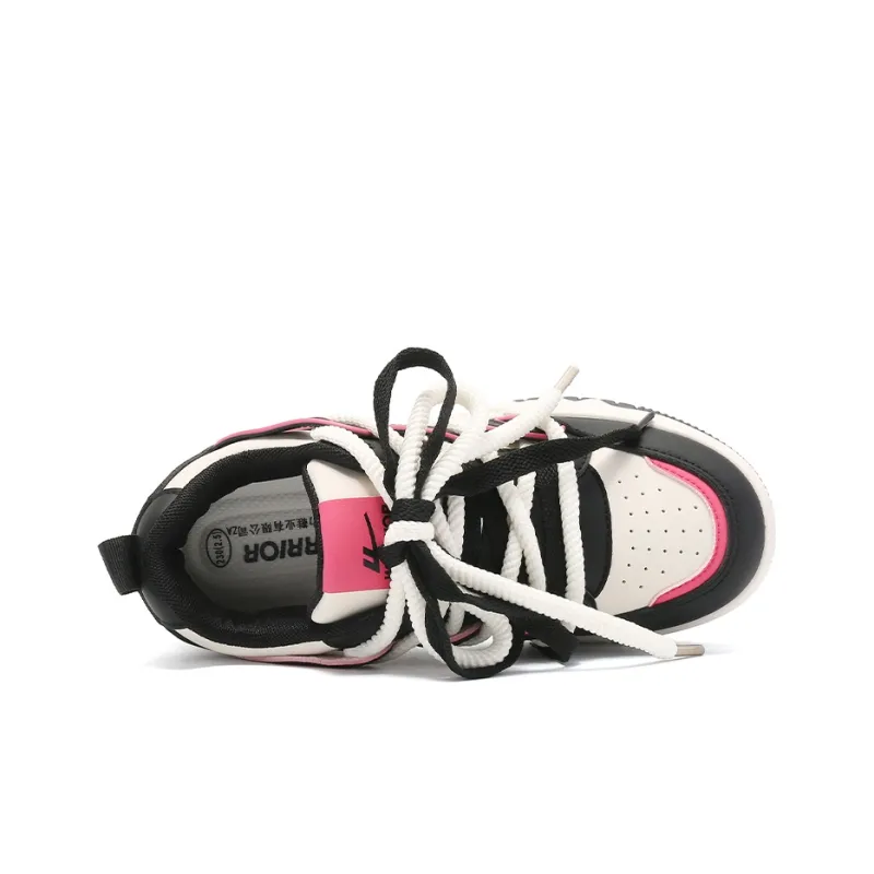 Warrior Low Top Skateboard Shoes Women's Black Rice Rose Red-3