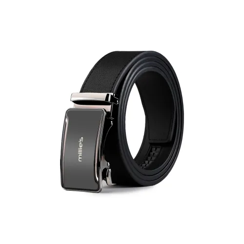 MILLIE'S Trendy Young Business knitted-motif With Automatic Buckle Cow Leather Leather Belts Men's Width: 3.5cm