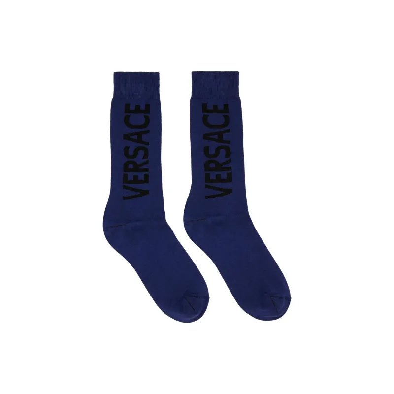 VERSACE Mid-Calf Socks Men's 1 Pack Blue-1