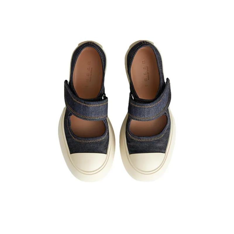 MARNI Round-Toe Denim Mary Jane Shoes Women's-2