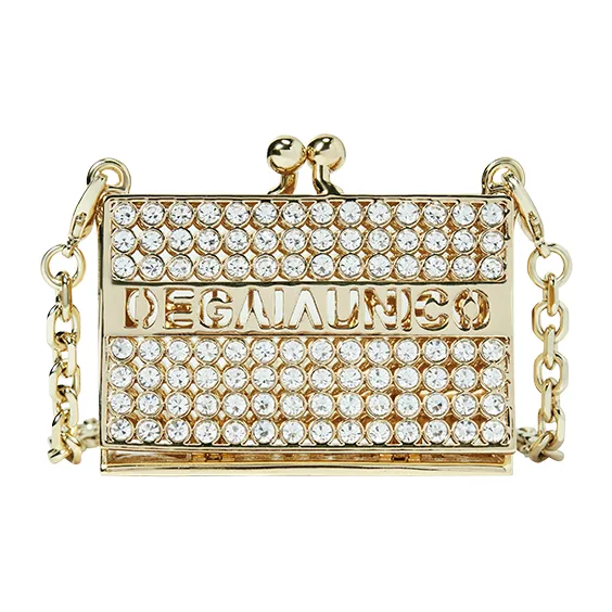 DEGAIA Alloy Metal Handbag, Shoulder Bag Mini Women's White Steel/Gold-0