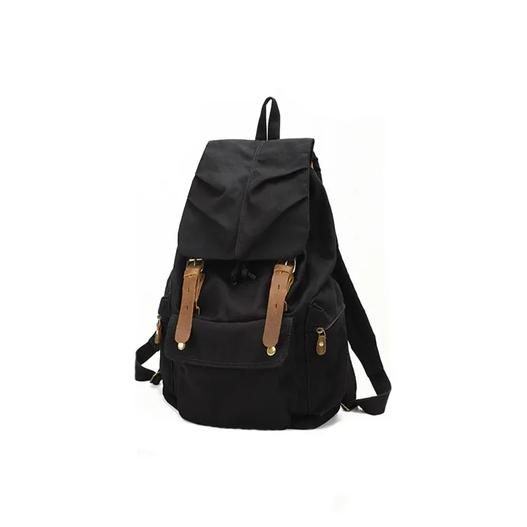 H YXIANG Canvas Backpack Regular Men's Black/Green/Army Green/Earth Yellow-1