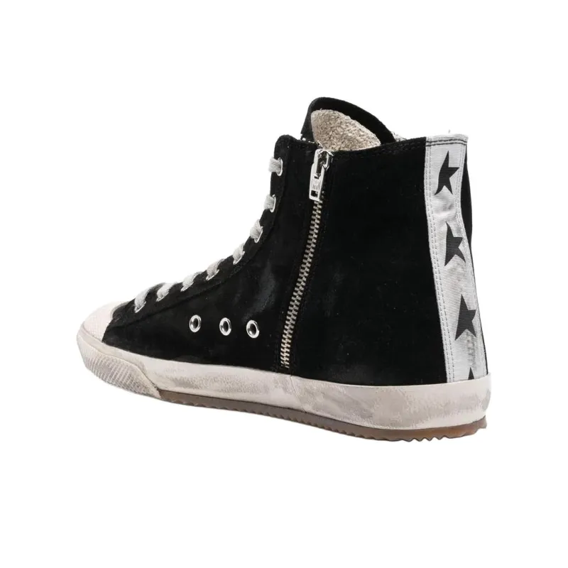 Golden Goose High Top Stylish Skateboarding Shoes Canvas Shoes Men's Black Vintage Version-3