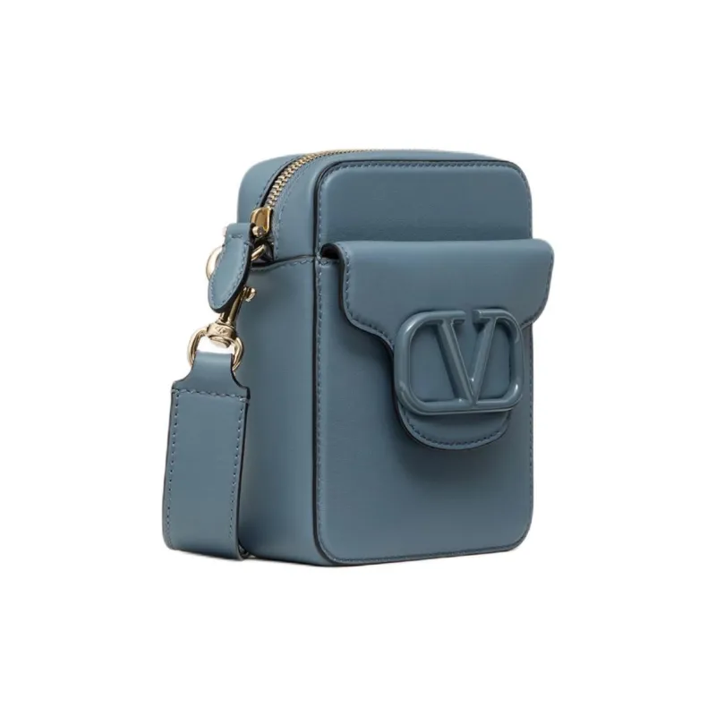 Valentino Locò Calfskin Crossbody Bag Shoulder Bag Small Size Men's Haze Blue-1