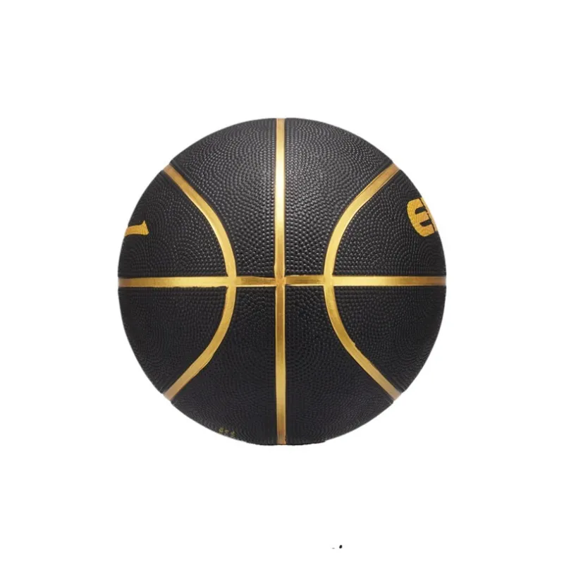 Erke Rubber Basketball Black Gold Size 5 Ball Training Unisex-1