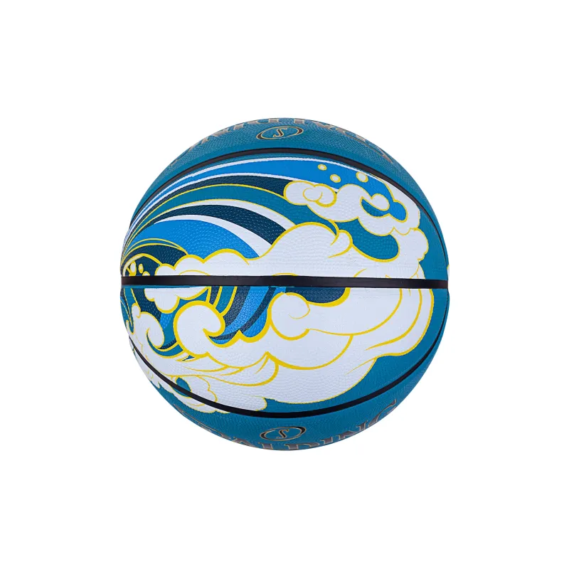 SPALDING Track Series Rubber Basketball Blue Waves Size 7 Training Competition Unisex-5