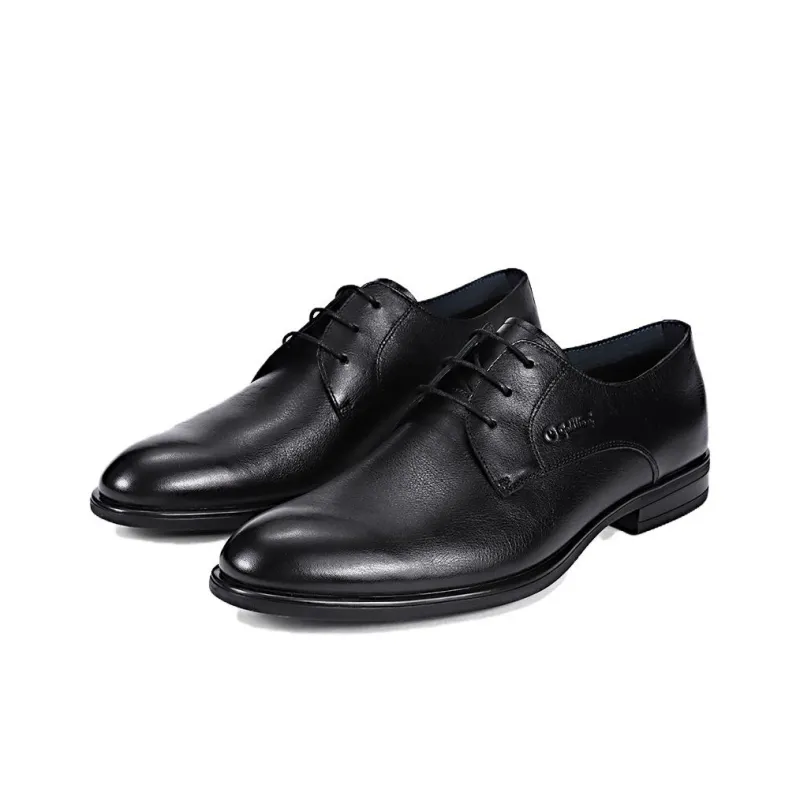 GOLDLION Dress Shoes Men Low-Top Black-0