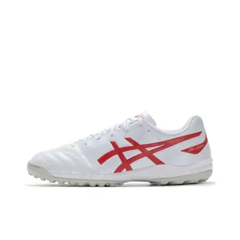 Asics TF Rubber Broken Studs Artificial Ground Anti Slip Wear Resistant Soccer Shoes Men's White Red