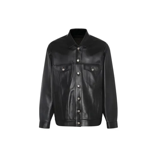 Balenciaga Leather Jackets Men Black