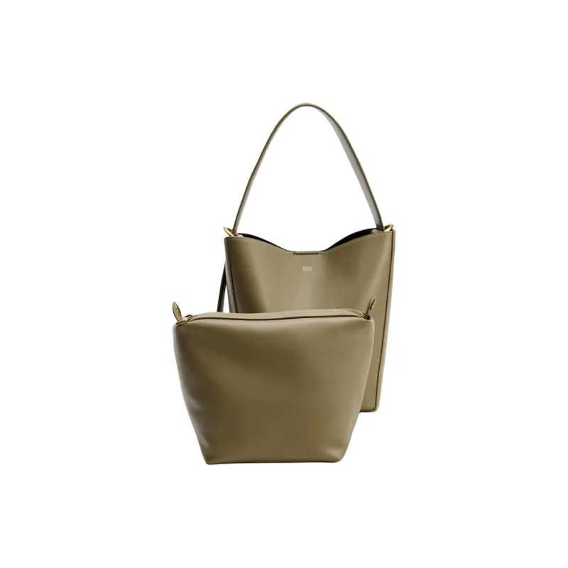 ZARA Polyurethane Bucket Bag Handbag Shoulder Bag Women's Green-5
