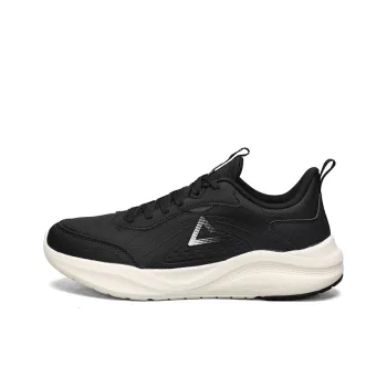 PEAK Cushioned Wear Resistant Slip Resistant Running Shoes Men's Black Canvas White