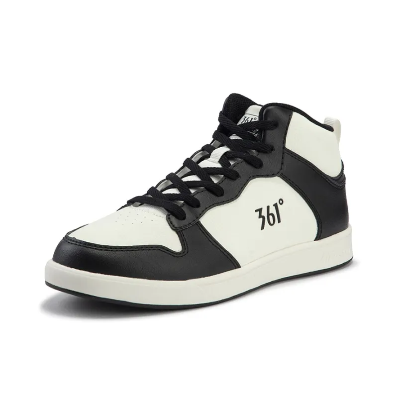 361° Air Force One Anti Slip Wear Resistant Mid Top Skateboard Shoes Women's Black White-1