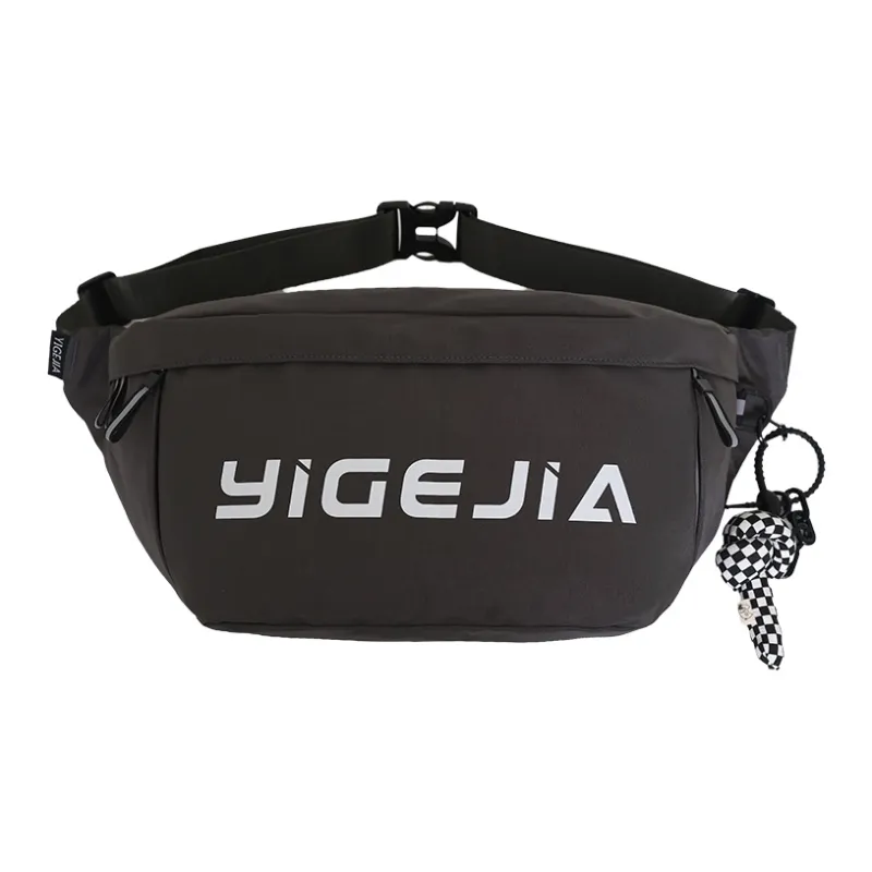 OUZIHUANG Nylon Sling Bag Regular Unisex Black/Green/Red/Gray/Pink-6