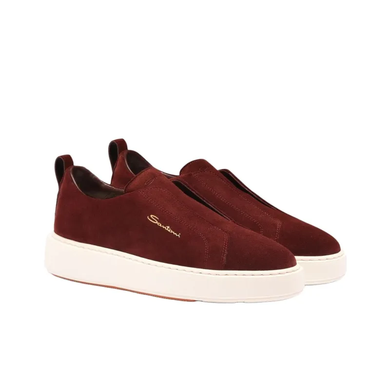 Santoni Low Top Skateboard Shoes Women's Burgundy-2