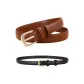 (2 Pack) Square Buckle Black+Silver-Tone Buckle Brown