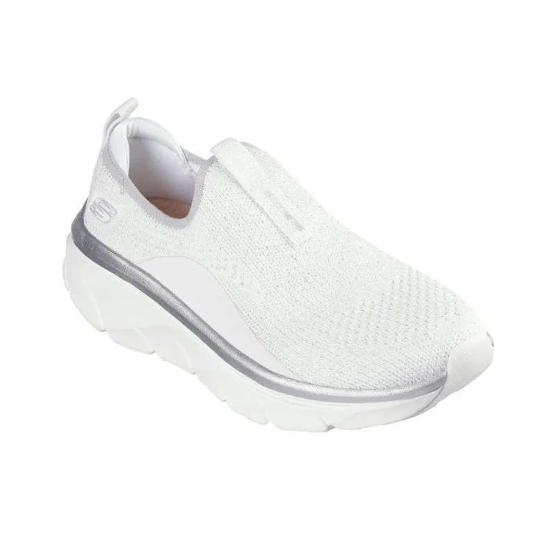 Skechers D'Lux Walker 2.0 Anti Slip Wear Resistant Low Top Casual Shoes Women's White Silver-2