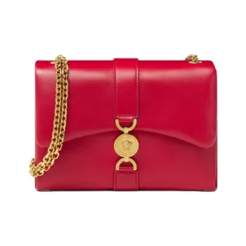 VERSACE Lambskin Shoulder Bag Crossbody Bag Women's Red
