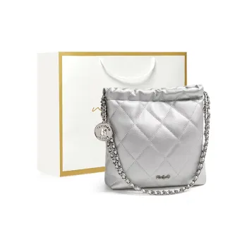 Narandu Cow Leather Chain Bag Bucket Bag Shoulder Bag Crossbody Bag Small Size Women's Space Silver/Midnight Black/Ecru