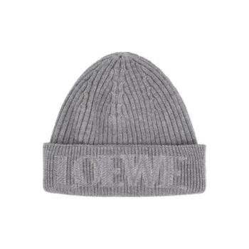 LOEWE Logo Embroidered Ribbed Knit Beanie