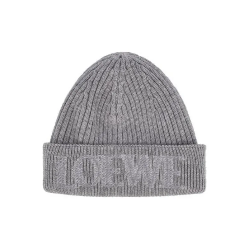 LOEWE Logo Embroidered Ribbed Knit Beanie-0