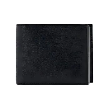PEDRO Embossed Calfskin Wallet Unisex Black