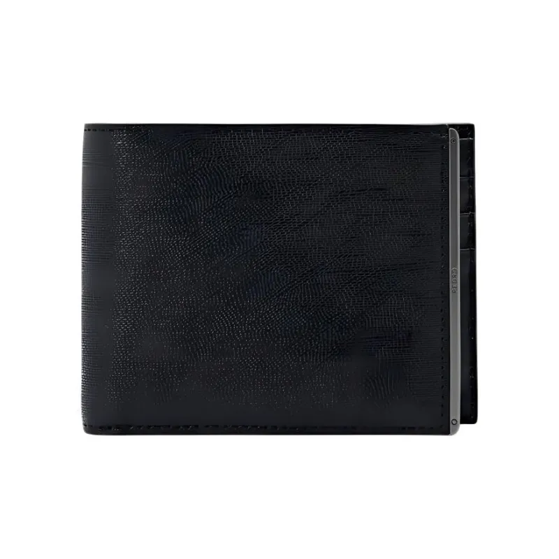 PEDRO Embossed Calfskin Wallet Unisex Black-0