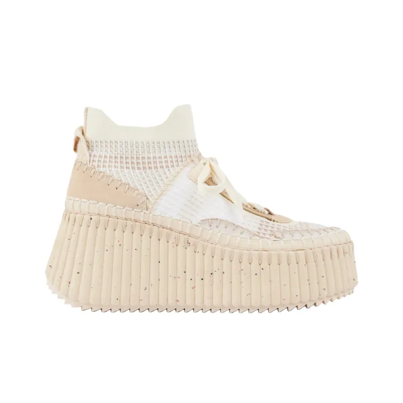 Chloe Nama Mid Top Casual Shoes Women's Beige-1