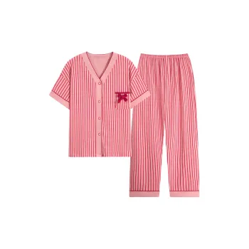 MIIOW Pajama Set Women's Soft Pink Stripes
