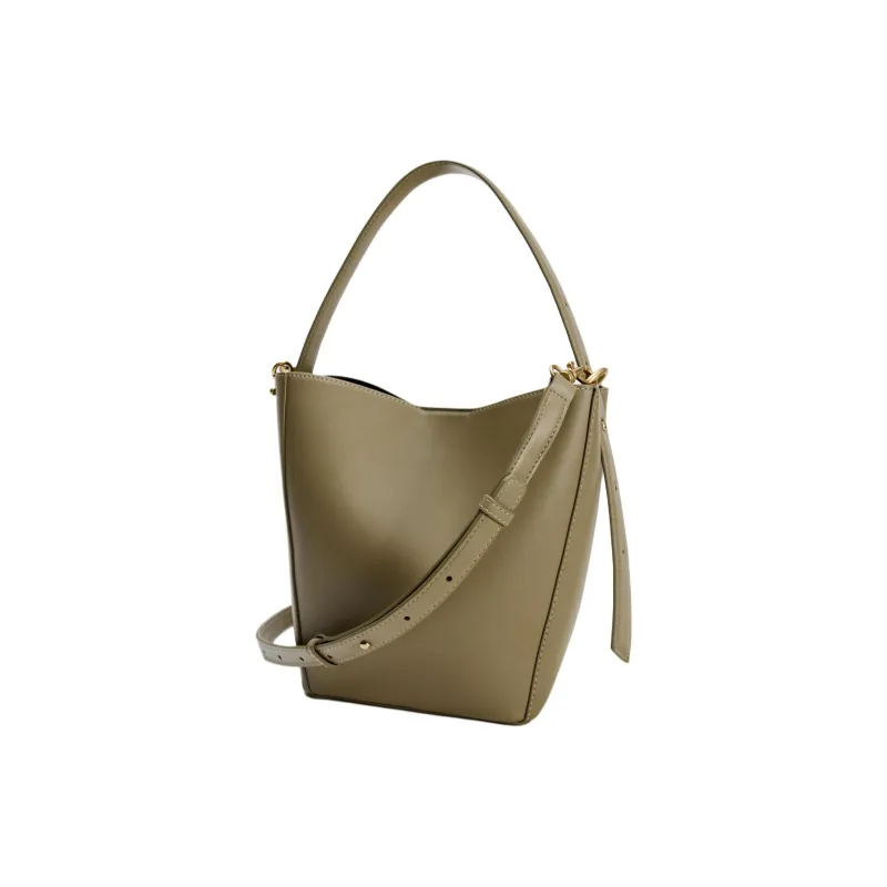 ZARA Polyurethane Bucket Bag Handbag Shoulder Bag Women's Green-3