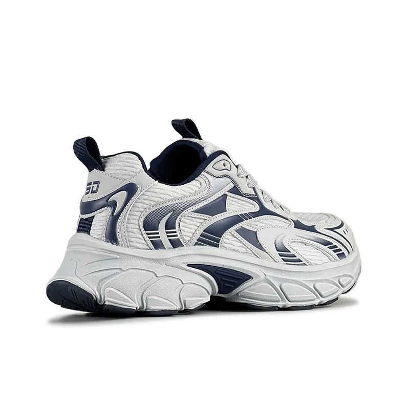 LuzaoT SUPER DRAG Cushioned Height Increase Wear Resistant Breathable Low Top Chunky Sneakers Unisex Gray Blue-4