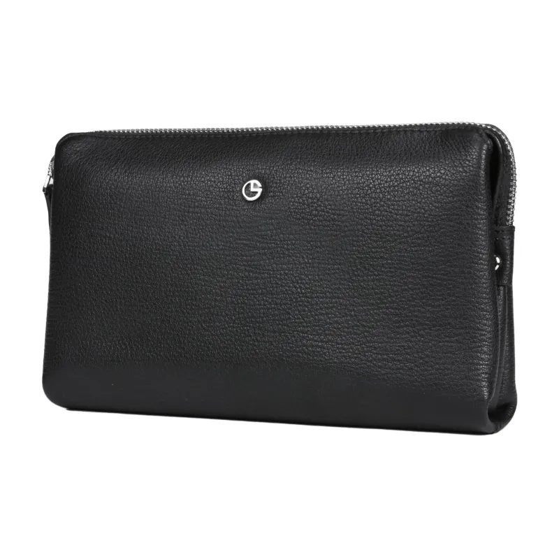 GOLDLION Top Grain Cow Leather Clutch Tubas Men's Black-1