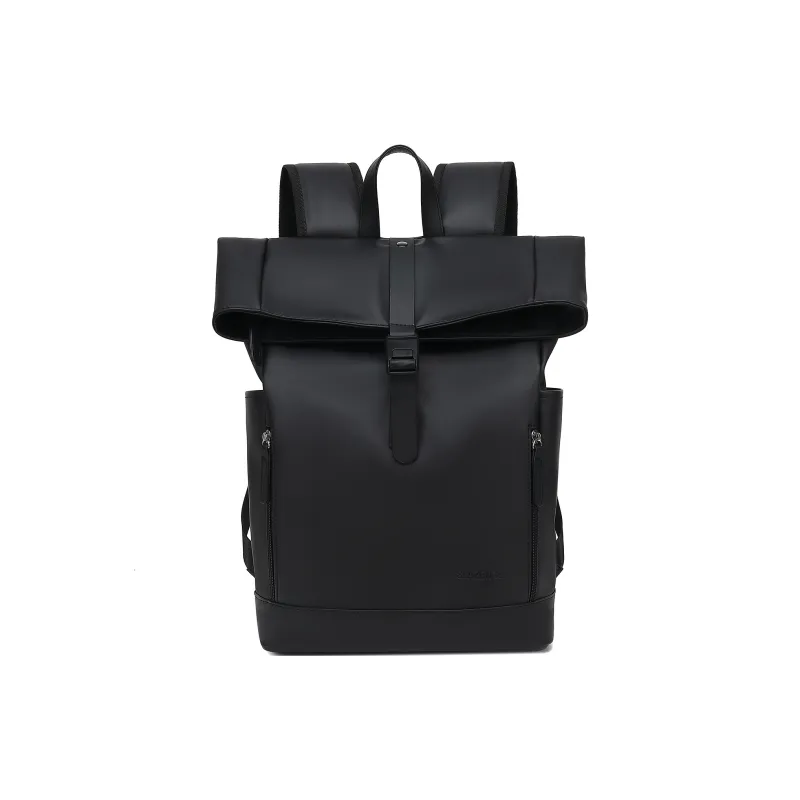 Slazenger PU Soft Leather Backpack Regular Unisex Black/Black With Hexagonal Pattern-9