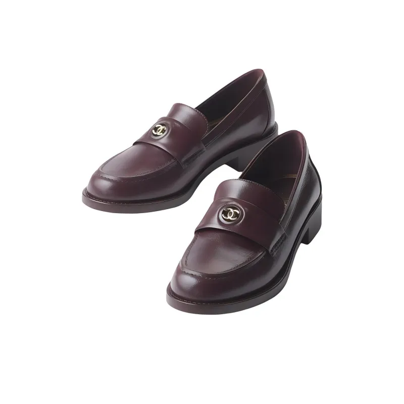 CHANEL Loafers 3cm Women's Burgundy-2