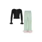 Black Top+Avocado Green Pants