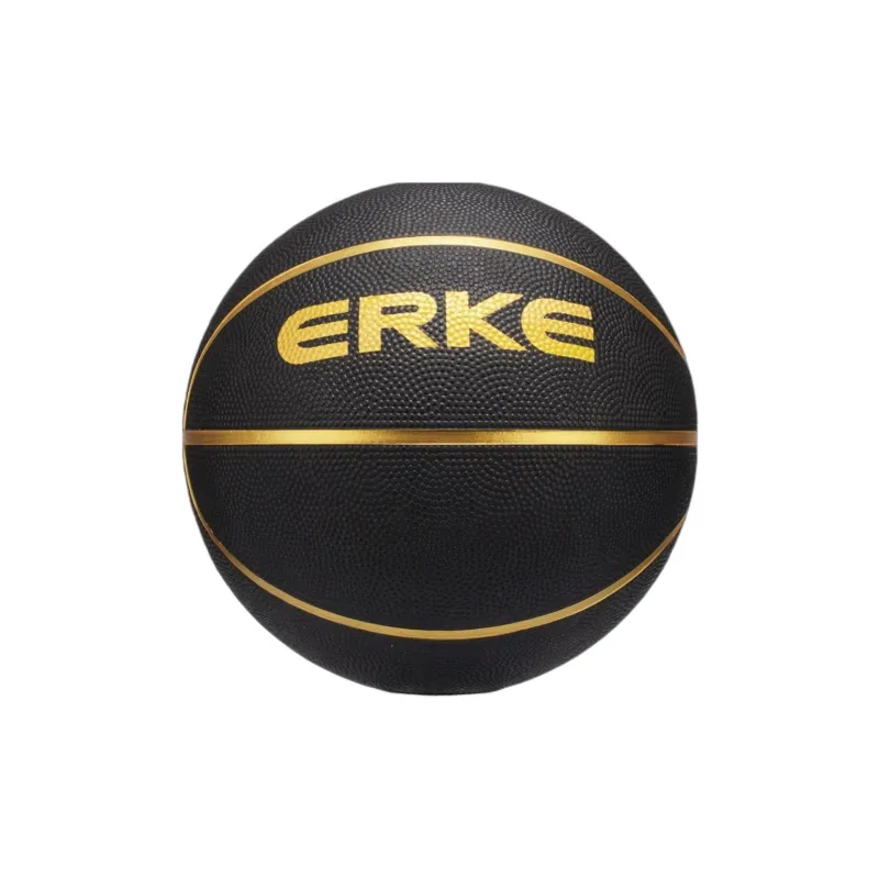 Erke Rubber Basketball Black Gold Size 5 Ball Training Unisex-3