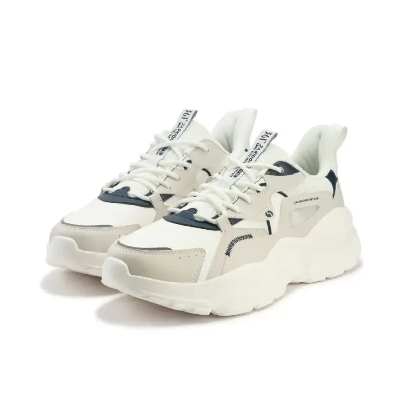 361° Cambria Wear-Resistant Height Increasing Low-Top Casual Shoes Men's Feather White Oat Milk-2