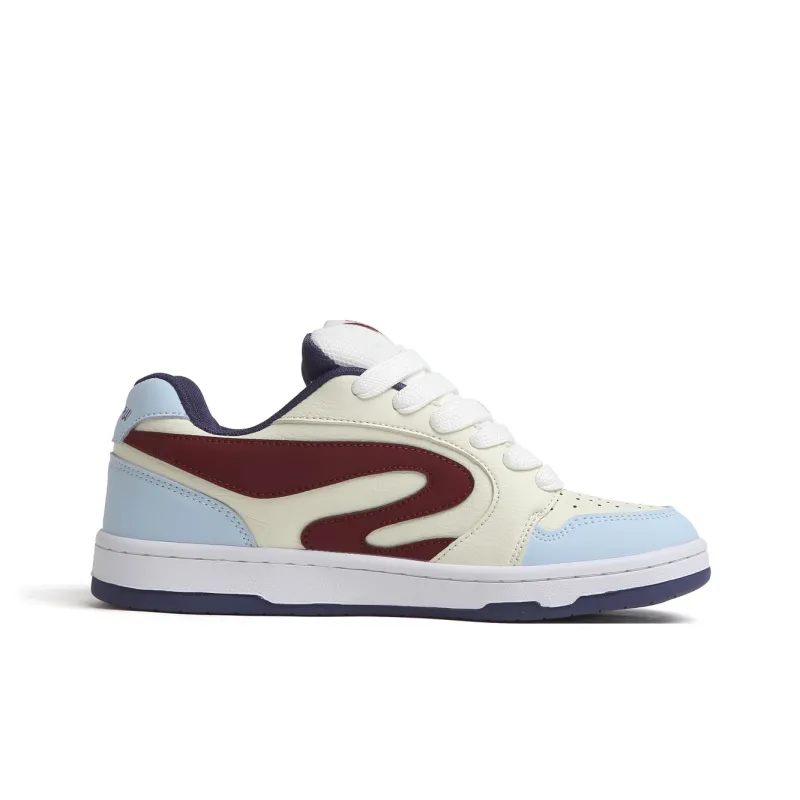 SINPERCO Anti Slip Wear Resistant Low Top Skateboard Shoes Women's Cream Blue-1