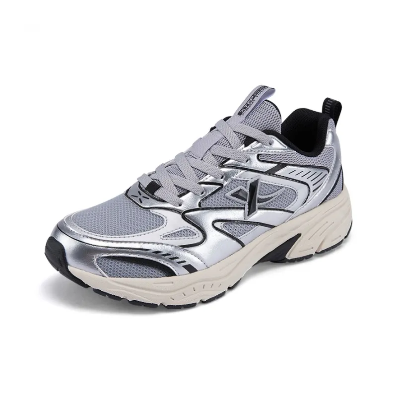 XTEP Cushioned Anti Slip Wear Resistant Breathable Lightweight Low Top Casual Shoes Men's Ash Gray Silver Black-1