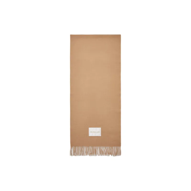 Moncler Logo Patch Fringed Edge Scarf-0