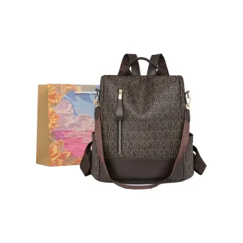 BRINCH PU Backpack Women's Coffee Brown/Beige/Blue/Black